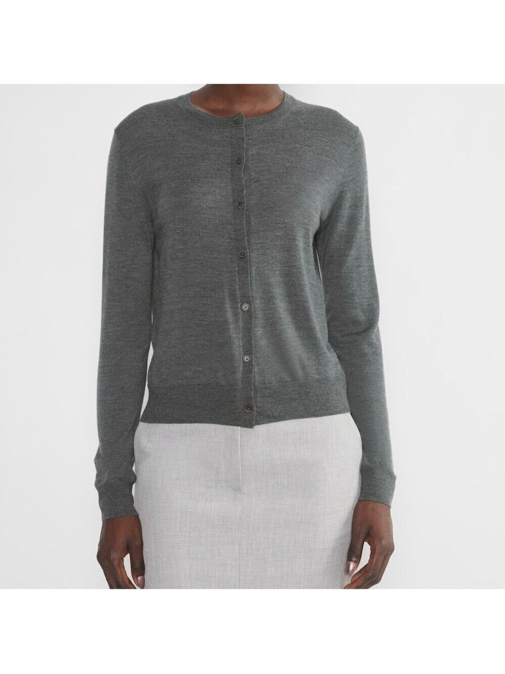 Babaton Manteca Merino Wool Cardigan Size XS Heather Dark Grey